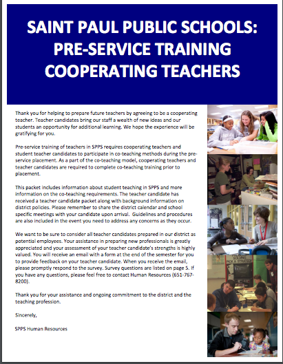 Pre-Service Training Cooperating Teacher Handbook 